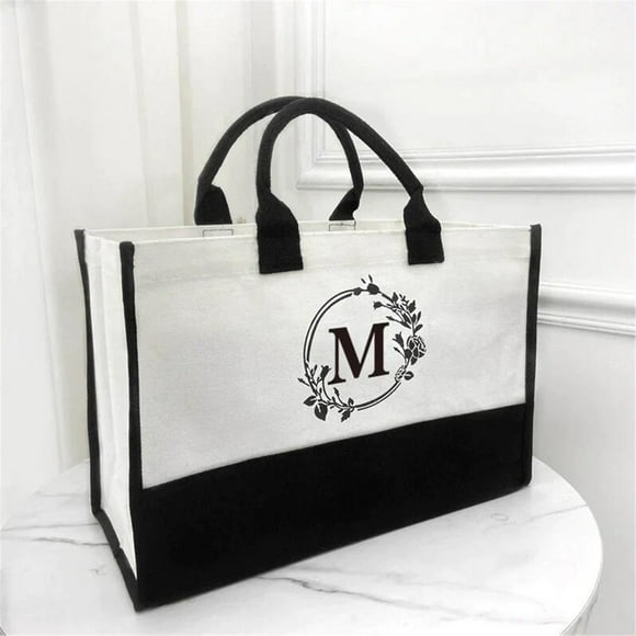Women's Fashion Canvas Handbag Cotton Canvas Letter Beach Bag Fashion European And Fashion Handbag Canvas Shopping Bag