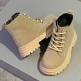 thumbnail image 4 of Cethrio Big Boys Lace Up Boots, Zipper Non-slip Warm School Winter Shoes Khaki Size 1(Big Kids), 4 of 7