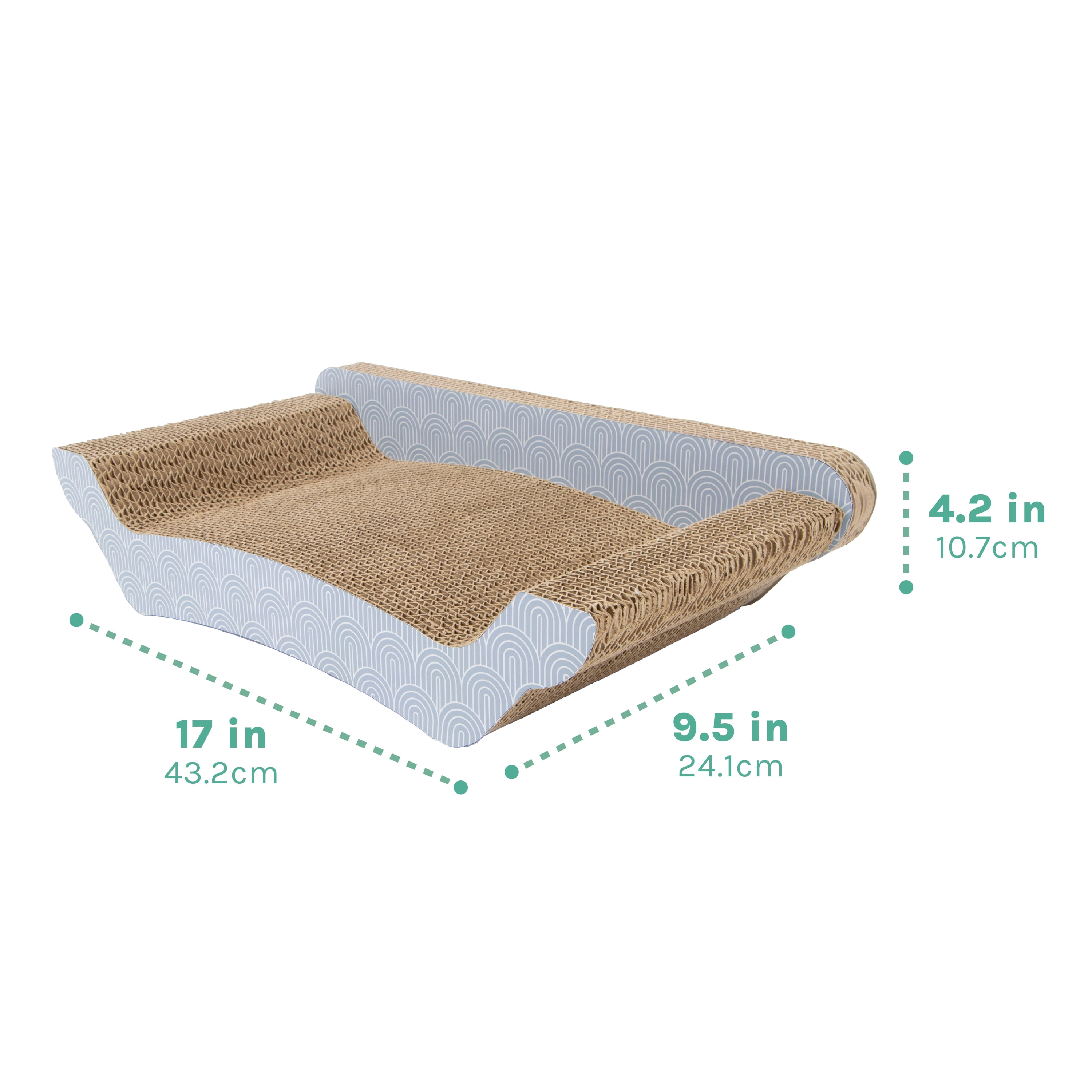 Kitty City Corrugated Cardboard Art Deco Sofa Lounger Cat Scratching Pad, Multicolored, One Size