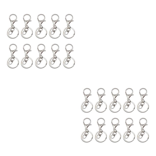 ZheElen 10pack/lot Metal Key Chain Snap Hooks - Accessories For Personalized Keychain Is Low Bright silver 2Set