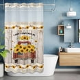 thumbnail image 2 of Farm Sunflowers No Hook Shower Curtain with Snap in Liner Summer Floral Truck Leaves Fruit Wood Grain Waterproof Bathroom Shower Curtain with See Through Top Window for Bathtub 54" x 78", 2 of 9