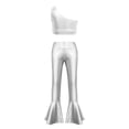 thumbnail image 2 of TSSOE Girls 2-piece Hip Hop Dance Set for Girls Sequined Crop Top with Bell-Bottom Pants Outfits for Jazz Cha Cha Stage Show Silver 10, 2 of 7
