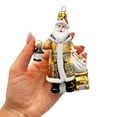 thumbnail image 4 of Majestic Gold Santa Blown Glass Christmas Ornament, Sleigh Accessory Tree Decor, 4 of 7
