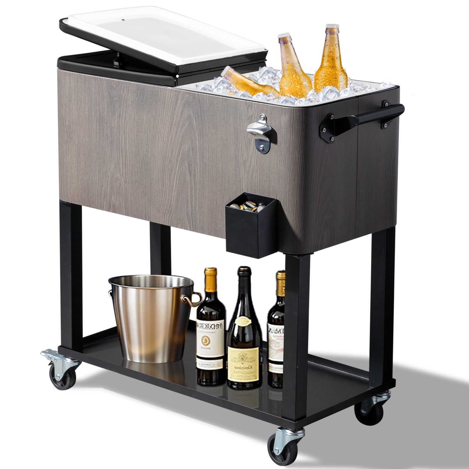 80Qt Outdoor Beverage Rolling Cooler for Backyard Deck Patio with Wheels