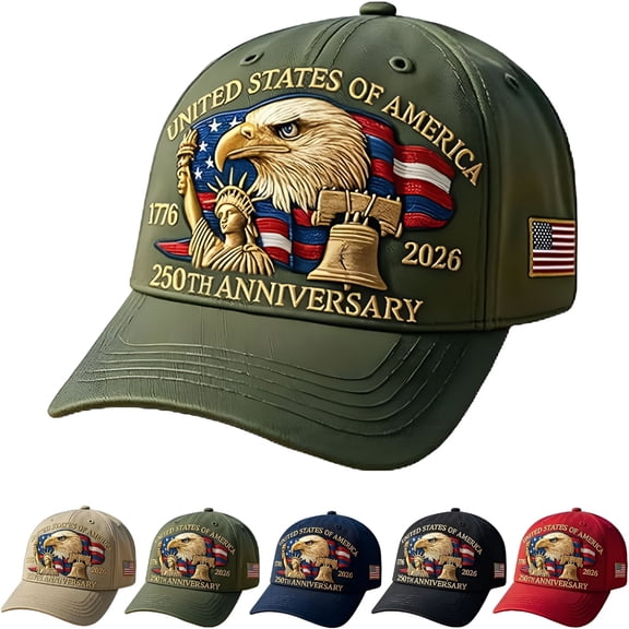TELOLY 2026 New Eagle & Liberty – United States 250Th Anniversary Hat, Adjustable Cotton Printed Patriotic Baseball Cap for Men Women