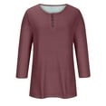 thumbnail image 5 of Aboser 3/4 Length Sleeve Womens Tops Button Down Henley Shirts Dressy Casual Fall Spring Tunic Tops Solid Color Basic Tees Cozy Soft Work Blouses, 5 of 6