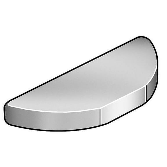1 PK ZoroSelect Woodruff Key, 3/32 x 1/2 in Key Size, 2 SAE Number, 0.188 in H, C-1035 Steel Plain, 100 PK