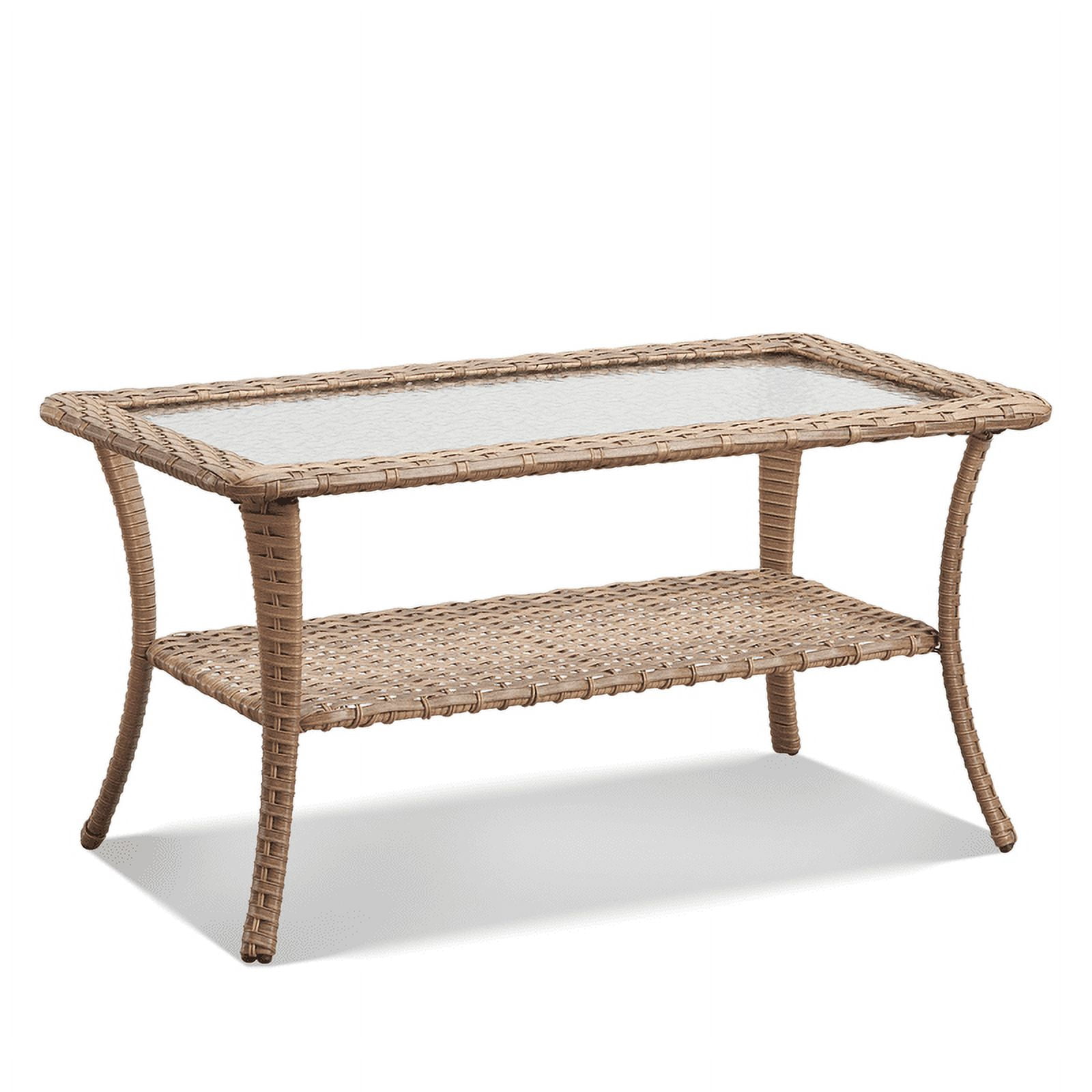 PARKWELL Sturdy and Easy Assemble Steel and Wicker Coffee Table, Yellow