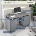 thumbnail image 4 of Techni Mobili Complete Adult Computer Workstation with Cabinet and Drawers, 30" H, Gray RTA-4985-GRY, 4 of 13
