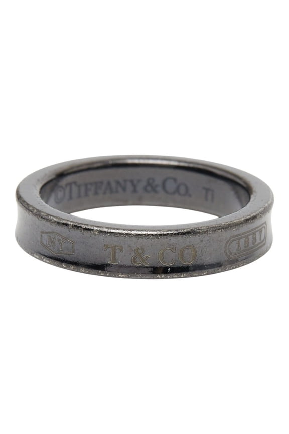 Pre-Owned Tiffany & Co. 1837 Narrow Ring, Black Titanium, Women's Ring.