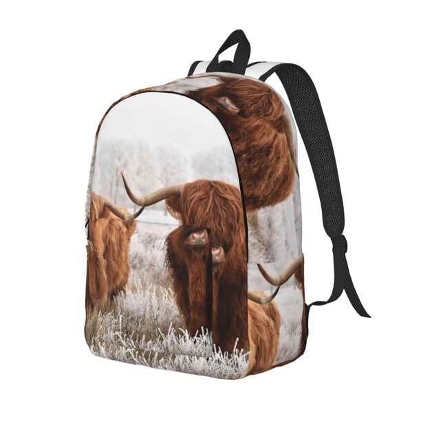 Disketp Yak print Canvas Backpack Lightweight Travel Daypack Student Rucksack Laptop Backpack-