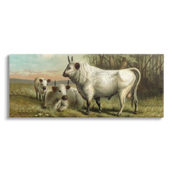 Stupell Industries White Cattle Family Rural Countryside Detailed Painting Painting Gallery Wrapped Canvas Print Wall Art, Design by Daphne Polselli