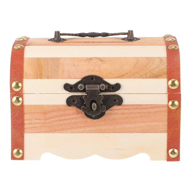 1 alcancía de madera, elegante caja de almacenamiento para monedas, cofre del tesoro para niños con cerradura.
