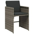 thumbnail image 3 of vidaXL 9 Piece Garden Dining Set with Cushions Grey Poly Rattan, 3 of 5