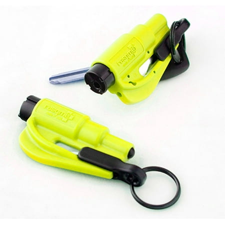 resqme - Quick Car Escape Tool. Seatbelt Cutter & Window Breaker - Neon Twin