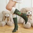 thumbnail image 4 of FRSASU Women's Pointed Toe Stiletto Mid Calf Boots, Christmas Tree & Snowflake Embroidery with Furry Top Cuff Green, 4 of 9