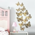 thumbnail image 3 of XMMSWDLA Wall Decorations 12pcs 3d Metal Texture Hollow Butterfly Wall Stickergold Stick On Wallpaper, 3 of 6
