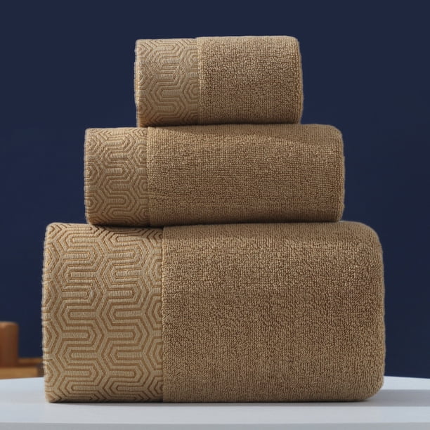 Namzi Juego de toallas de baño de 3 piezas, toallas de baño de algodón peinado, toallas de baño absorbentes, toallas de mano para baño, juegos de toallas de baño de lujo para baño, marrón