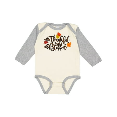 

Inktastic Plaid Thankful and Blessed with Autumn Leaves Gift Baby Boy or Baby Girl Long Sleeve Bodysuit