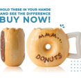 thumbnail image 4 of Taza de cerámica con forma de donut: la mejor taza para café, té, chocolate caliente y más taza de café divertida, regalo - Marrón, 4 of 5