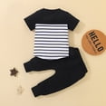 thumbnail image 5 of Kids Toddler Boys Shorts Set Casual Short Sleeve Stripe Patchwork Tops Solid Pant Set Two Piece Clothes Set Summer Outfits,Size 3 Years 4 Years, 5 of 7