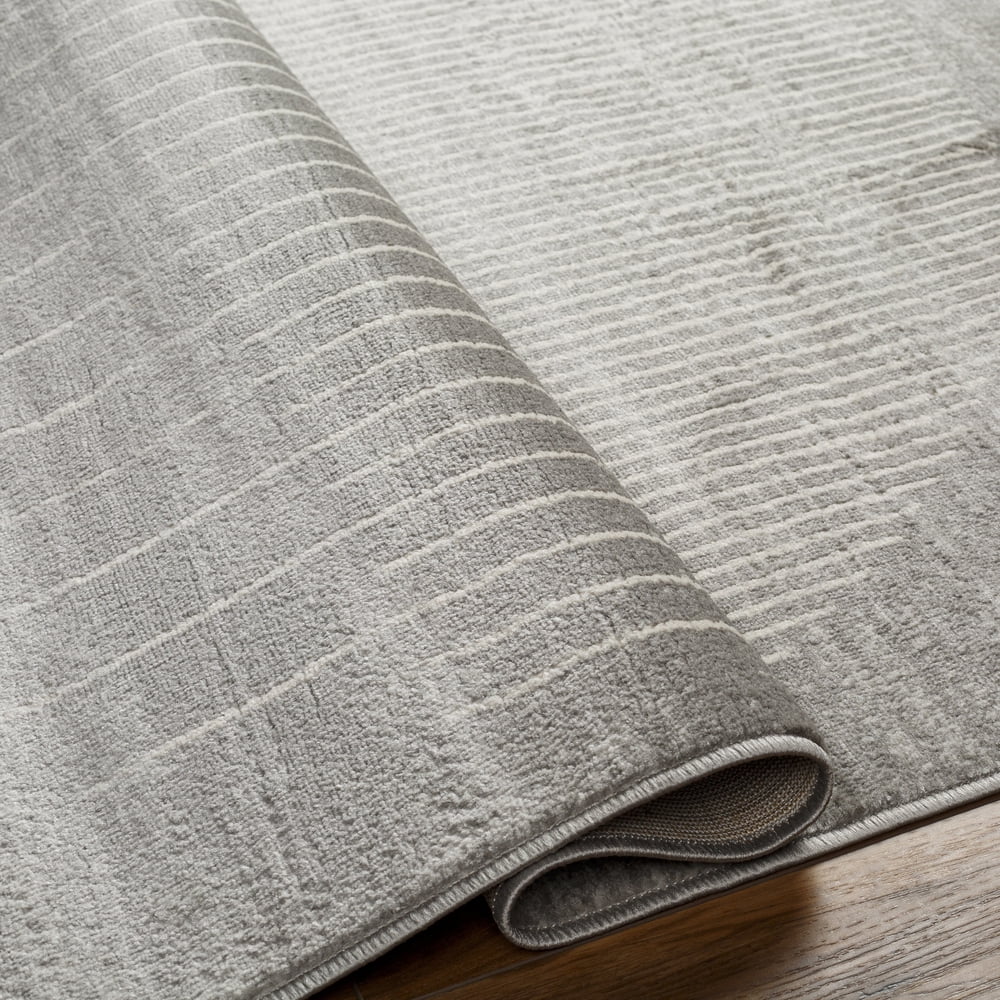 Livabliss Area Rugs for Living Room, 9ft Round Floransa Modern Gray Square Rug, Bedroom Dining Room Home Decor Stain Resistant Carpet (7'10" x 7'10")