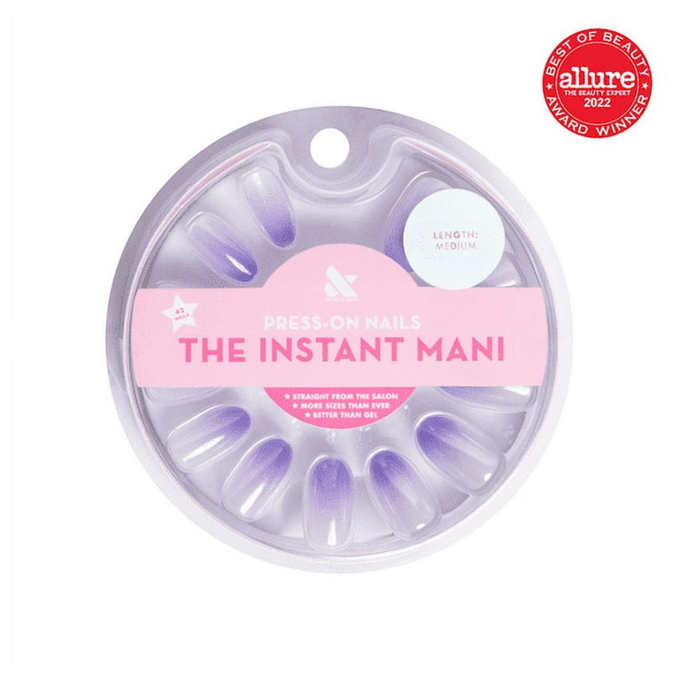 Olive & June Press-on Artificial Nails, Oval Medium, Purple Chrome