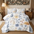 thumbnail image 2 of Manfei Botanical Flower Butterfly Bed Spread Queen 3pcs,Spring Garden Queen Coverlet Set,1 Quilt and 2 Pillowcases, 2 of 7