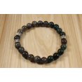 thumbnail image 3 of Natural Moss Agate 8mm Round Shape Smooth Cut Beads Stretchable Bracelet for Men & Women., 3 of 3