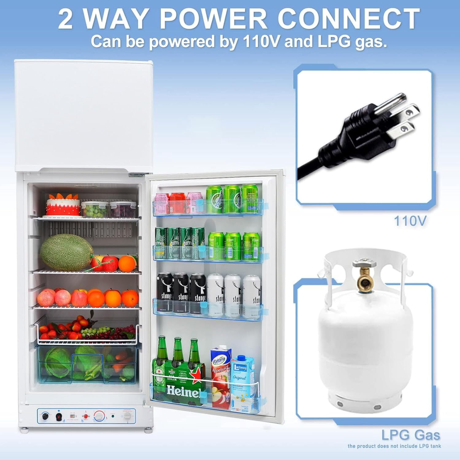 Smeta 9.3 Cu ft Gas Propane Refrigerator Freezer RV Fridge off-grid 110V / Lpg Silent
