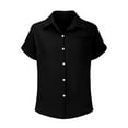 thumbnail image 6 of Plus Size Women's Short Sleeve Button Down Shirt with Notch Collar and Patch Pockets, 6 of 7
