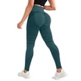 thumbnail image 2 of Resicozy 3D Cellulite Leggings Womens Compression High Waisted Compression Leggings Butt Lifting Workout Leggings Dark Green L, 2 of 7