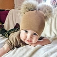thumbnail image 3 of KEINXS Winter Warm Kids Knitted hat Toddler Kids Baby Wool Hat Cap Windproof Big Baby Boys Girls Fur Hat, 3 of 5