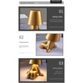 thumbnail image 3 of Mistaha Lampe de Table Creative Touch Control à Intensité Réglable Golden Thinker en Pose Debout - Batterie 1800 mAh - Câble de Chargement USB Inclus, 3 of 7