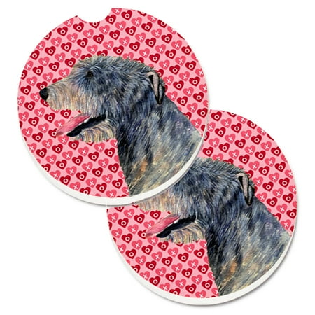 

Carolines Treasures SS4506CARC Irish Wolfhound Hearts Love and Valentines Day Portrait Set of 2 Cup Holder Car Coasters