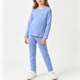 thumbnail image 3 of Cethrio Girls Cotton Pajama Sets, Crew Neck Casual 2 Piece Long Sleeve Girls' Sleepwear Dark Blue Size 1-2 T, 3 of 4