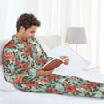 thumbnail image 6 of Salouo Rose Flowers Print Button-Front Long Sleeve Pajama Set for Men, Soft 2Pjs Men's Long Sleeve Sleepwear-X-Large, 6 of 7