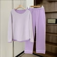 thumbnail image 2 of SuTry Womens Casual Sleepwear Set Soft Cozy Loose Long Sleeve Round Neck Solid Color Pajama Home Loungewear Pajamas for Women Set(Purple#1,XL), 2 of 6