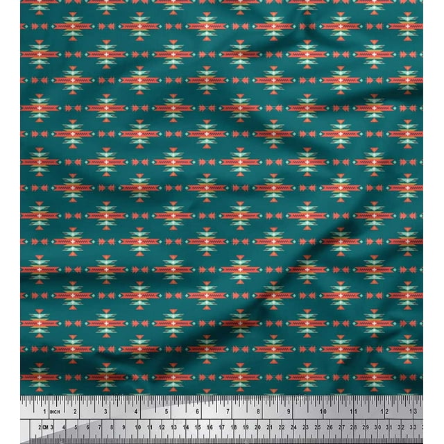 Soimoi Silk Fabric Geometric Small Print Fabric by Yard 42 Inch Wide