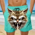 thumbnail image 2 of Purcolt Mens Swim Trunks Funny Cat Printed Beach Board Shorts Summer Athletic Running Shorts with Pockets, 2 of 6