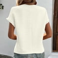 thumbnail image 4 of Stichou Women's Ruffle Short Sleeve Tops Dressy Casual 2026 Summer Spring Crew Neck Textured Shirts Tee Blouse White M, 4 of 6