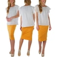 thumbnail image 2 of ToBeInStyle Women's Premium Cotton-Blend Basic Knee Skirt - Ash Mustard - M, 2 of 7
