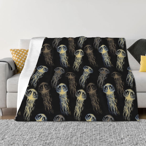Balery Jellyfish Manta de Franela con Dibujo, Lujo Ultra Suave y Cálido, Antipelusa y Resistente a las Arrugas para Cama, Sofá, Camping -80"x60"