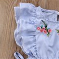 thumbnail image 1 of Combinaison à Rayures Brodées Bébé Romper; Tenue Sans Manches Fille Été, 90 Cm, 1 of 9