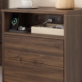 thumbnail image 3 of 26" Tall Wood Nightstand with Charging Station & USB-C, Mid Century Modern Bedside Table with Solid Wood Legs, Dark Walnut Finish with 2 Drawers, 3 of 10