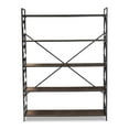 thumbnail image 2 of Baxton Studio Mirna Industrial Black Iron Metal and Natural Oak Wood 5-Shelf Quatrefoil Accent Bookcase, 2 of 5