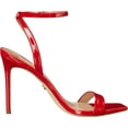 thumbnail image 6 of Sam Edelman Orchid Red Square Toe Buckle Ankle Strap Lofty Stiletto Heel Sandals (Ruby Red, 5), 6 of 6