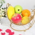 thumbnail image 3 of Decorative Kitchen Vegetable Organizer Fruit Storage Rack Basket Gold , 28x20cm, 3 of 8