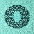 thumbnail image 1 of Ahgly Company Machine Washable Indoor Square Medallion Turquoise Blue Traditional Area Rugs, 4' Square, 1 of 4