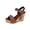 Brown, variant on Brown Womens Fashion Casual Comfortable Plus Size Solid Color Peep Toe Open Toe Strap Wedge Sandals Size 37 Eu 37 Uk 4 Us 6 Foot Length 23.5Cm 9.25In
